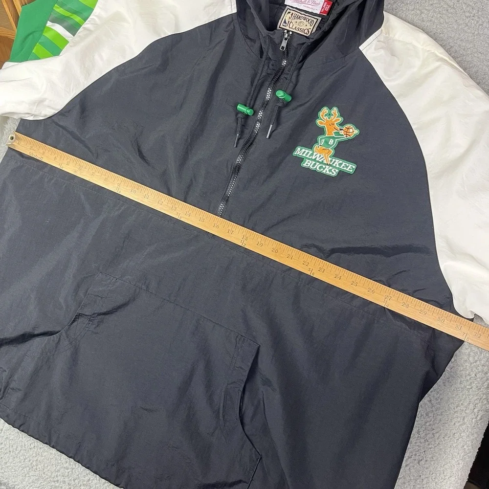 Vintage Hardwood Classic Mitchell &‎ Ness Milwaukee Bucks Jacket Coat Men's 5XL